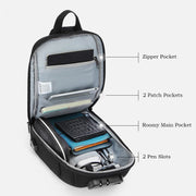 Multi-Pocket Fashion Sling Bag Chest Bag with Passport Lock USB Charging Port