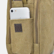 Vintage Canvas Crossbody Bag for Men Multifunctional Daypack Shoulder Bag