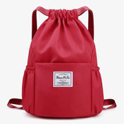 Waterproof String Bag Foldable Sports Gym Drawstring Backpack with Side Pocket