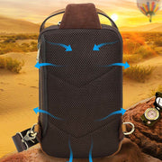 Men's Leather Crossbody Sling Bag Outdoor Travel Chest Bag Shoulder Daypack