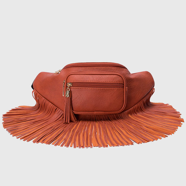 Waist Bag For Women Outdoor Multifunctional Tassel Crossbody Bag