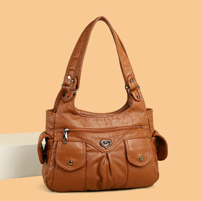 Classic Tote Office Commuter Lightweight Soft Leather Shoulder Purse