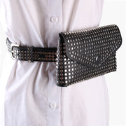 Punk Waist Bag For Women Sparkle Rivet Belt Bag
