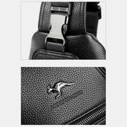 Multiple Pockets Leather Sling Chest Bag for Men with USB Charging Port