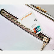 Double Compartment Top-Handle Satchel PU Leather Crossbody Handbag