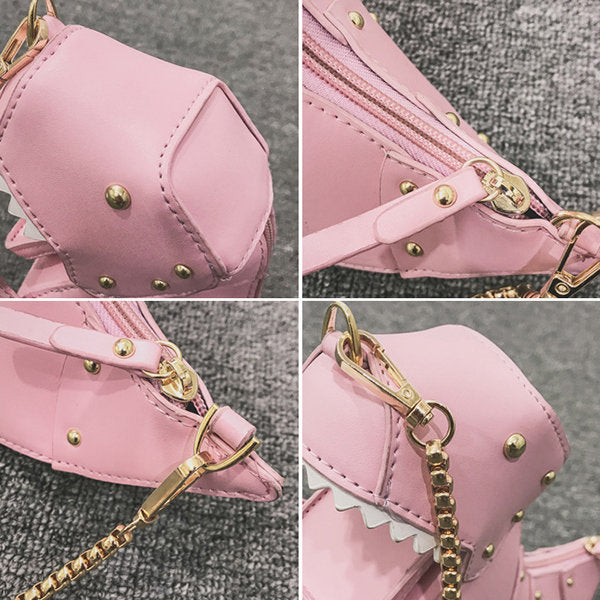 Women Mini Crossbody Bag Cute Dinosaur Shape Chain Strap Crossbody Shoulder Bag