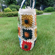 Plaid Shoulder Bag Sweet Colorful Crochet Handbag For Women