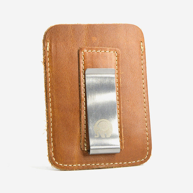 Card Holder For Shopping Cowhide Oil Wax Metal Money Clip