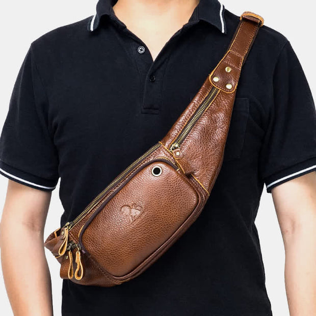 Retro Multi-Pocket Multifunctional Sling Bag Waist Bag