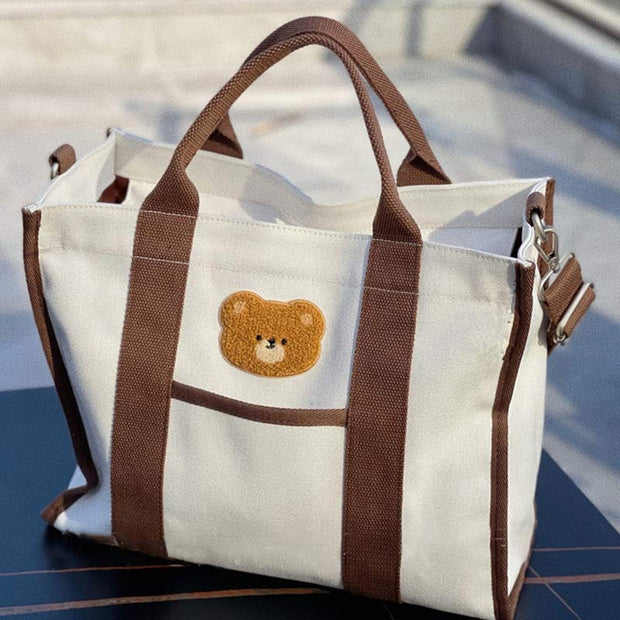 Functional Canvas Handbag with Handle Mommy Bag Tote Purse Shoulder Bag
