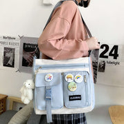 Tote Bag For Students Large Capacity Zipper Nylon Crossbody Bag