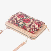 Womens Eco-Friendly Cork Bag Floral Butterfly Crossbody Phone Bag