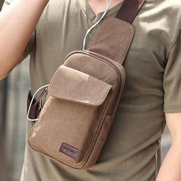 Sling Bag for Men Multifunctional Outdoor Sports Leisure Canvas Chest Bag