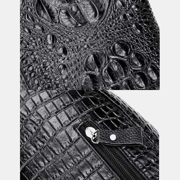 Crocodile Pattern Fashion Cowhide Leather Luxury Sling Bag for Men