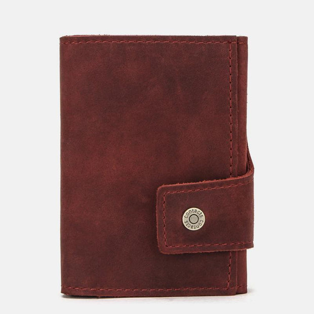 Genuine Leather RFID Classical Wallet With Automatic Pop Up Card Case