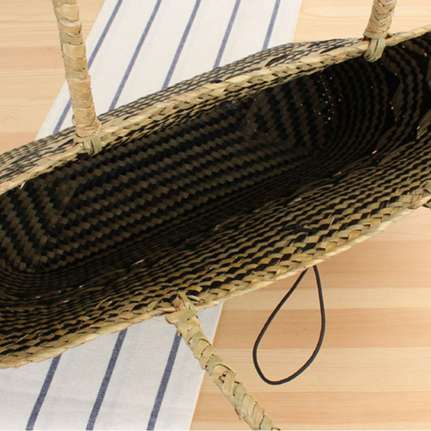 Women Straw Woven Tote Large Beach Handmade Weaving Shoulder Bag