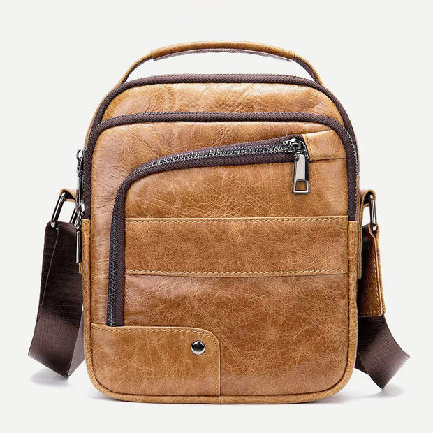 Messenger Bag for Men Multi-Pocket Genuine Leather Business Crossbody Bag