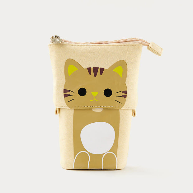 Cute Cat Pattern Appealable Canvas Daily Pencil Case Storage Bag