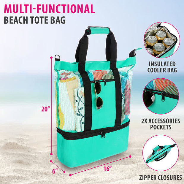 High Capacity Beach Bag Tote Waterproof Sandproof Pool Bag with Cooler Compartment