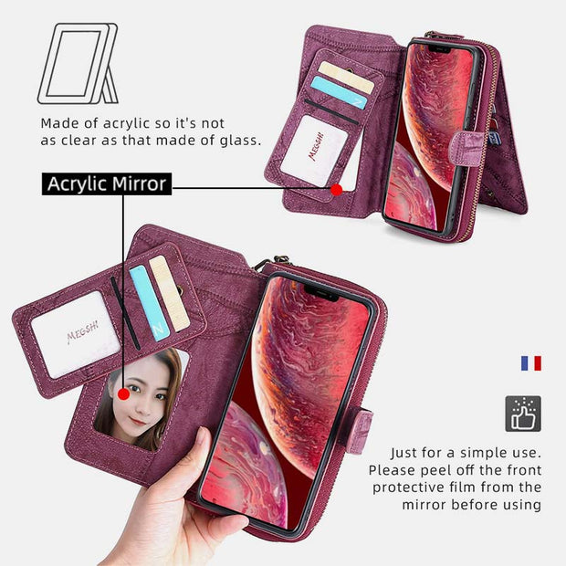 Wallet Case for iPhone 15 Series Magnetic Detachable Wallet Purse
