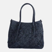 Genuine Leather Multicolor Flower Boho Handbag