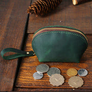 Retro Genuine Leather Coin Purse Pouch Change Purse with Zipper