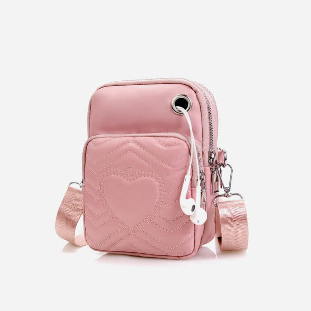 Double Compartment Cellphone Crossbody Mini Bag Lightweight Cute Shoulder Purses