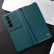 Leather Phone Case for Samsung Galaxy Z Fold 4 5G with S Pen Case