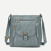 Retro Soft Washed Leather Multi Pocket Crossbody Bags for Women Lady