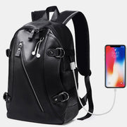 Multifunctional Anti-theft Large Capacity Leather Backpack With USB Charging Port
