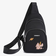 Cartoon Squirrel Embroidery Chest Bag For Women Oxford Crossbody Bag