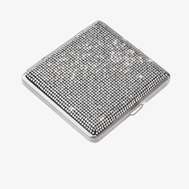 Portable Sparkle Cigarette Box Diamond Encrusted Metal Case For Women