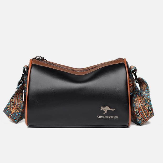 Elegant Vegan Leather Crossbody Bag Classic Solid Color Lady Bag
