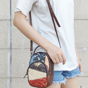 Phone Bag For Women Color Random Stitching Leather Crossbody Bag
