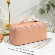 Large Capacity Travel Cosmetic Bag Leather Makeup Bag Storage Pouch