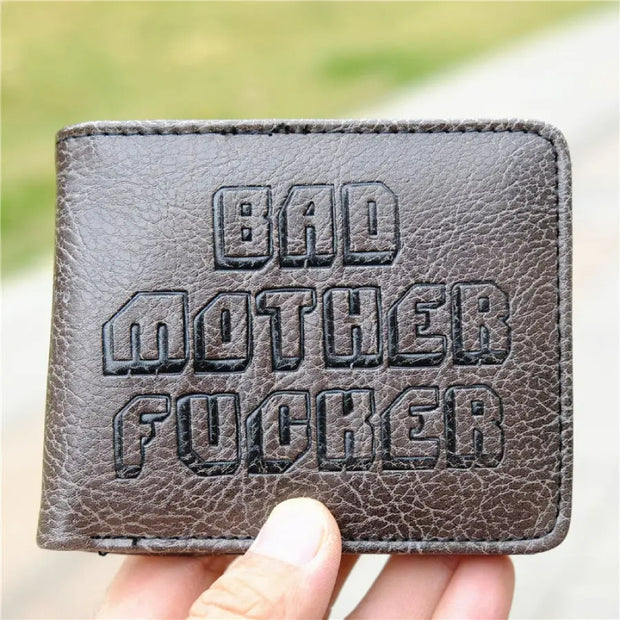 Bad Mother F**ker Print Wallet For Men Vegan Leather Purse