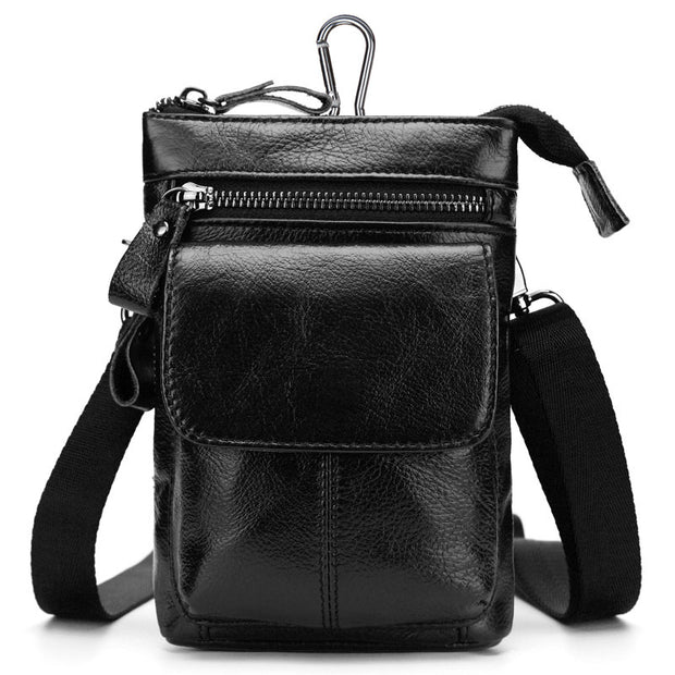 Men's Outdoor Leather Multi-function Waist Bag