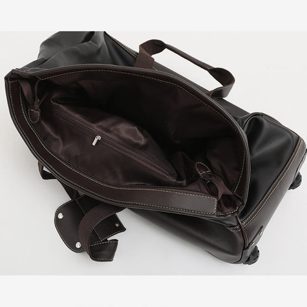 Women Men Portable Travel Bag Large Leather Duffle Bag
