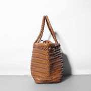 Women Soft PU Leather Woven Handbag Handmade Summer Shoulder Bag