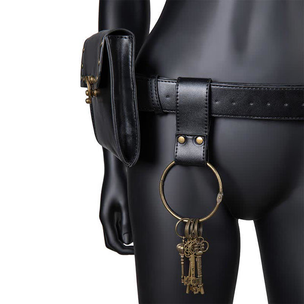 Medieval Renaissance Waist Bag Pouch Belt Holster with Belt Key Chain