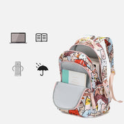 Backpack for Women Funny Cat Cartoon Printing Waterproof School Handbag