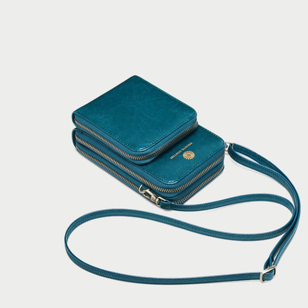 Sunflower Leather Phone Bag Multi-Slot Crossbody Mini Bag with Card Holder Coin Purses