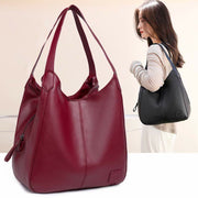 Triple Compartment Hobo Bag for Women PU Leather Tote Shoulder Purses