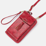 Vintage Genuine Leather Tassel Crossbody Bag