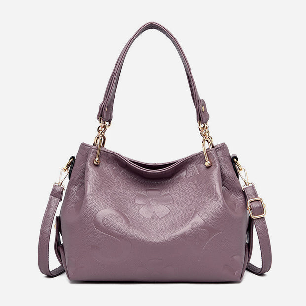 Minimalist Tote For Women Solid Color Pebbled Leather Crossbody Bag