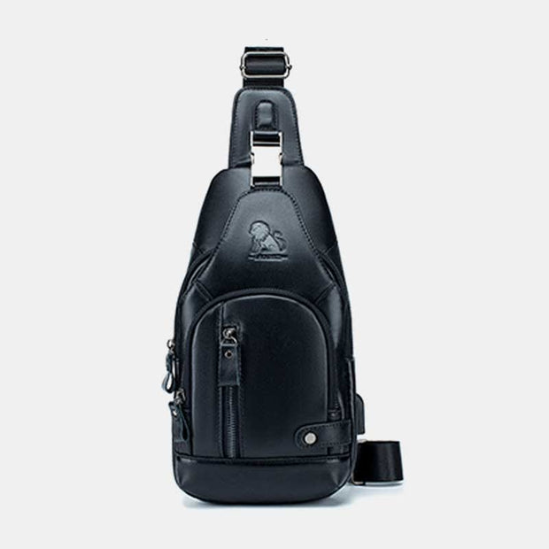 Genuine Leather Sling Bag Casual Outdoor Shoulder Backpack Chest Daypack