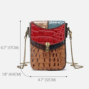 Small Chain Bag For Women Mix Color Leather Crossbody Phone Bag