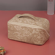 Cosmetic Bag For Women PU Leather Vintage Printing Travel Bag