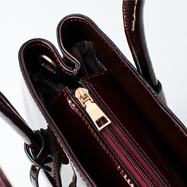 Retro mirror shiny leather Bucket Bag Women Crossbody handbag