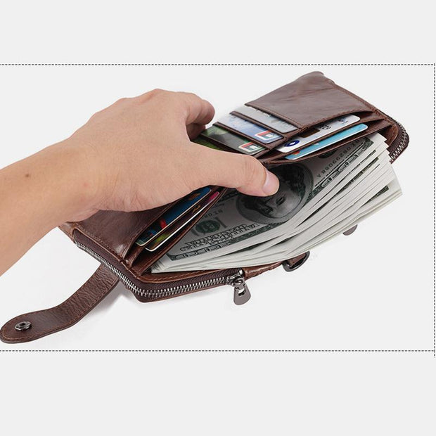 Genuine Leather Multi-Slot Anti-theft Wallet